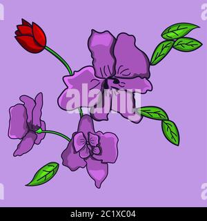 illustrazione del vettore di fiori di orchidea viola. Isolato Illustrazione Vettoriale