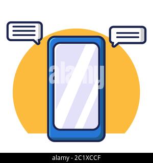 Telefono con illustrazione vettoriale dei messaggi. Smartphone. Stile cartoon piatto Illustrazione Vettoriale