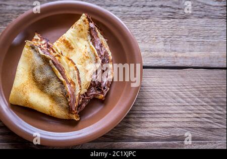 Crepes con crema di cioccolato Foto Stock
