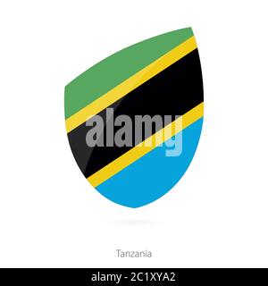 Bandiera della Tanzania nello stile dell'icona del rugby. Illustrazione vettoriale. Illustrazione Vettoriale