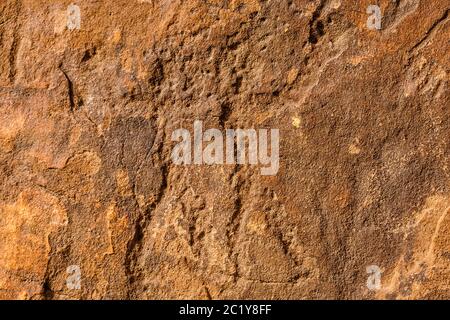 Graffiti Rock (Musayqirah petroglifi Qaryat al Asba), Provincia di Riyadh, Arabia Saudita Foto Stock