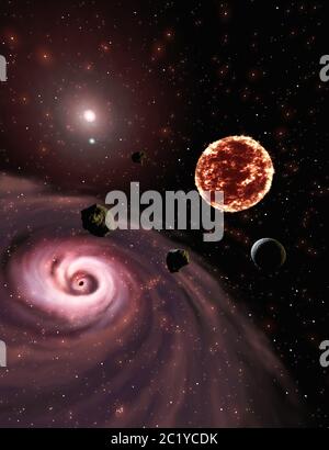 Illustrazione artistica di una scena di spazio Foto Stock