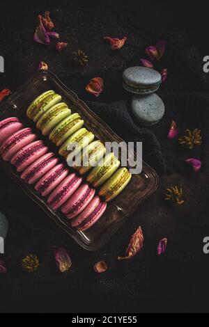 Macaron colorati e dolci Foto Stock