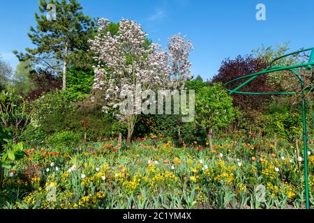 France Eure Giverny 04-2018: Giardino e casa di Claude Monet. Tra le altre attrazioni vi è il Museo dell'Impressionismo Giverny, dedicato alla storia di Foto Stock