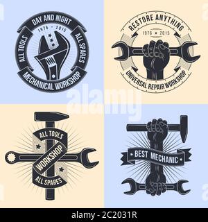 Meccanica emblema Illustrazione Vettoriale