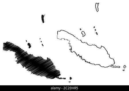 Makira-Ulawa Provincia (Province delle Isole Salomone, Isole Salomone, isola) mappa illustrazione vettoriale, schizzo di scriba Makira Ulawa (San Cristobal) ma Illustrazione Vettoriale