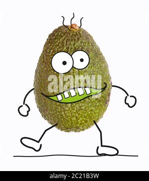 Avocado con i personaggi dei cartoni animati Foto Stock