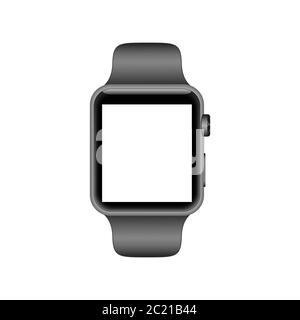 Orologio intelligente realistico con schermo vuoto isolato su sfondo bianco, illustrazione vettoriale Illustrazione Vettoriale