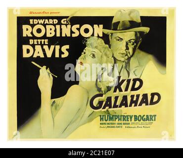 KID GALAHAD Vintage Movie Poster 1937 Kid Galahad protagonista Edward G Robinson Bette Davis Humphrey Bogart Wayne Morris Jayne Bryan regista Michael Curtiz Warner Bros USA Archivio Film Poster anni '30 Foto Stock