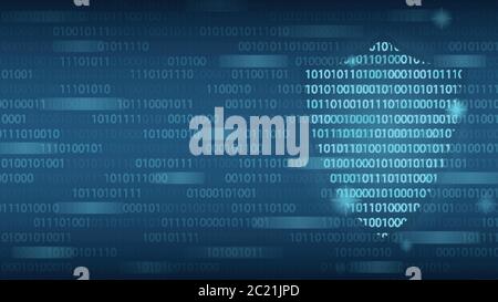 Sicurezza della tecnologia Cyber, schermo su schermo digitale con codice binario, protezione della rete, disegno di sfondo, illustrazione vettoriale Illustrazione Vettoriale