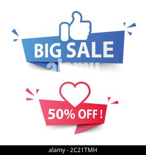 Social media come e banner cuore, illustrazione vettoriale Illustrazione Vettoriale