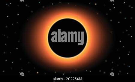 Buco nero su sfondo nero di pianeti e stelle, illustrazione vettoriale Illustrazione Vettoriale