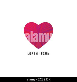 Risonanza del modello di disegno del logo dell'amore. Icona cuore o amore con concetto di logo di propagazione delle onde del segnale. Illustrazione vettoriale isolata su sfondo bianco Illustrazione Vettoriale
