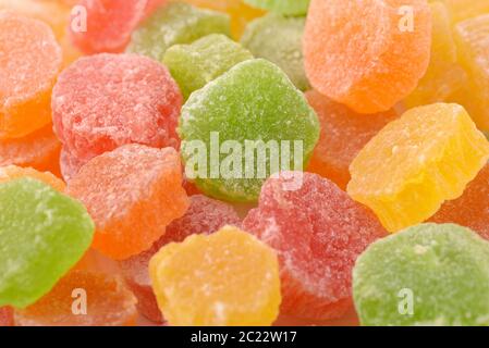Primo piano di frutta secca candita colorata Foto Stock