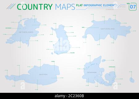 Appartamento di mappe vettoriali collezione con elementi infografico. Foto Stock