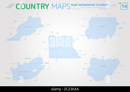 Appartamento di mappe vettoriali collezione con elementi infografico. Foto Stock