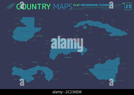 Appartamento di mappe vettoriali collezione con elementi infografico. Foto Stock