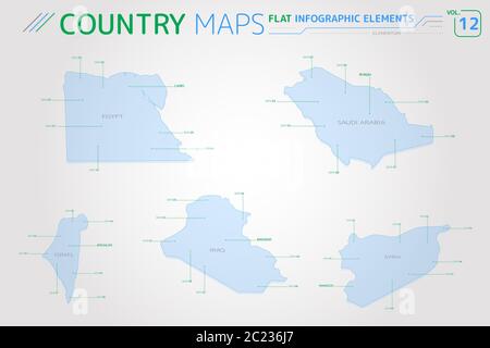 Appartamento di mappe vettoriali collezione con elementi infografico. Foto Stock