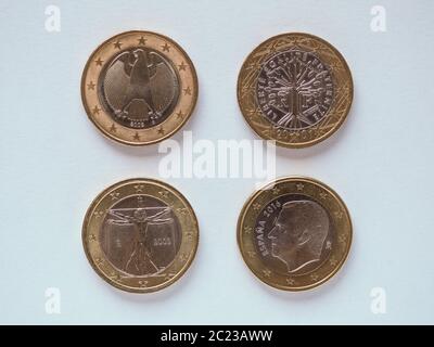 Una delle monete in euro il denaro (EUR), valuta dell Unione Europea Foto Stock