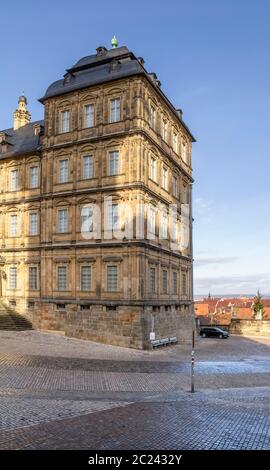 Città vecchia panorama comprendente la nuova residenza intorno Domplatz di Bamberg, una città della Baviera Foto Stock