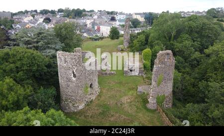 Veduta aerea del Castello di Narberth, Pembrokeshire Wales UK Foto Stock