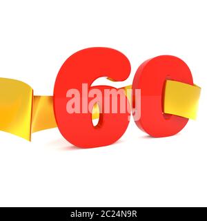 Big Red 60 con un nastro d'oro, rendering 3D Foto Stock