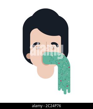 Il ragazzo puke. Uomo che vomita. Vomita isolato. Spue texture vettoriale Illustrazione Vettoriale