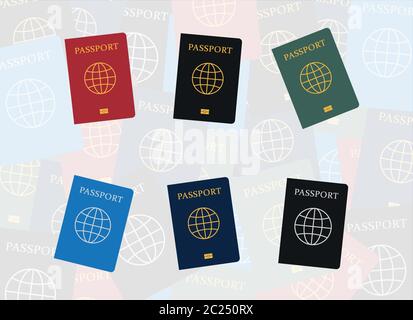Vettore di passaporti assortiti da tutto il mondo Illustrazione Vettoriale
