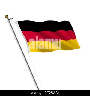 Illustrazione del flagpole in Germania su bianco con tracciato di ritaglio Foto Stock