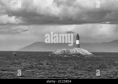 Faro Les Eclaireurs vicino a Ushuaia nel canale di Beagle, Argentina Foto Stock