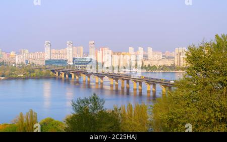 Fiume Dnipro Paton ponte Ucraina Foto Stock