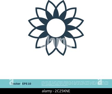 Sunflower Ornamental icona Vector Logo modello Illustrazione Design. EPS vettoriale 10. Illustrazione Vettoriale