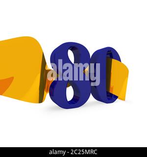 Big Blue 80 con un nastro d'oro, rendering 3D Foto Stock