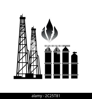 Produzione di gas e gas. Simbolo di tecnologia e industria. Foto Stock