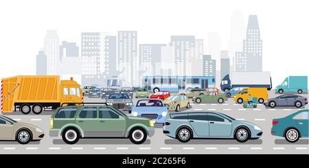 Automobili nel traffico all'intersezione Foto Stock