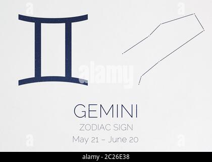 Zodiac segno Gemini astrologic infographics. Elementi di questa immagine sono stati forniti dalla NASA Foto Stock