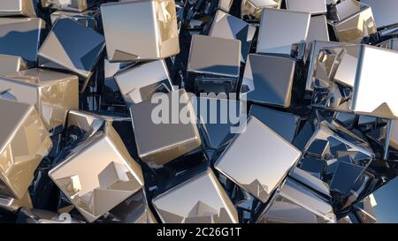 Cubi di grigio su uno sfondo bianco. illustrazione. Il rendering 3D Foto Stock