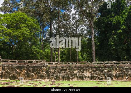 Angkor Thom, Terrazza degli Elefanti, antica capitale dell'Impero Khmer, Siem Reap, Cambogia, Sud-est asiatico, Asia Foto Stock