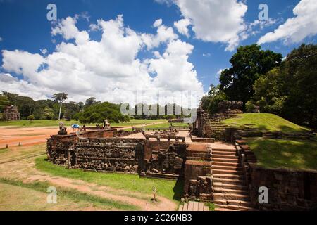 Angkor Thom, Terrazza degli Elefanti, antica capitale dell'Impero Khmer, Siem Reap, Cambogia, Sud-est asiatico, Asia Foto Stock