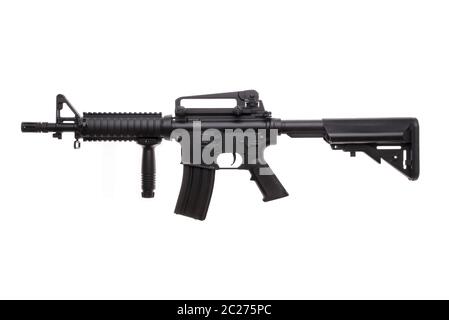 Immagine ingrandita di un'arma isolata AR-15 Foto Stock