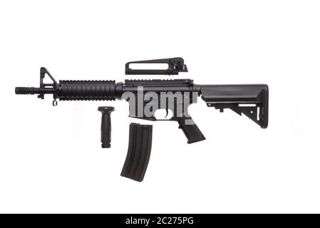 Immagine ingrandita di un'arma isolata AR-15 Foto Stock