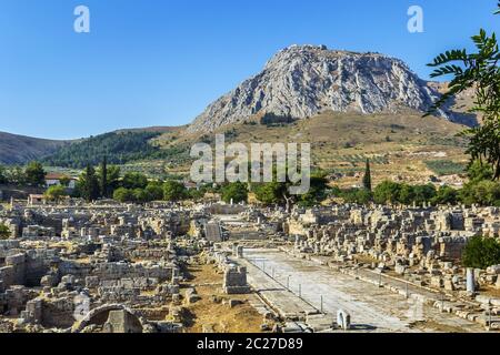 Rovine di Corinto Antica, Grecia Foto Stock