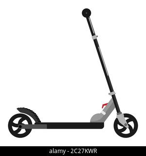 Scooter elettrico nero isolato su sfondo bianco. Scooter elettrico in stile piatto. Trasporto ecologico per lo stile di vita cittadino. Illustrazione vettoriale Illustrazione Vettoriale