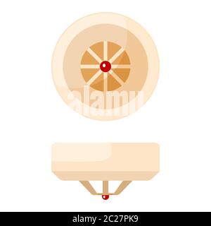 Icona del sensore del rivelatore di fumo antincendio isolata su sfondo bianco. Sensore di gas piatto. Allarme di sicurezza domestica. Illustrazione vettoriale Illustrazione Vettoriale