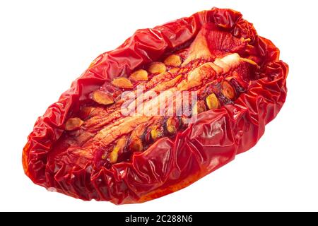 O secchi conditi prugna secca semi di pomodoro, isolato Foto Stock