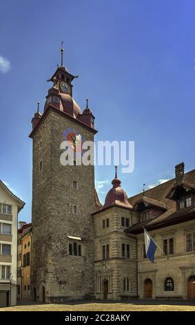 Torre dell'orologio del Municipio, Lucerna Foto Stock