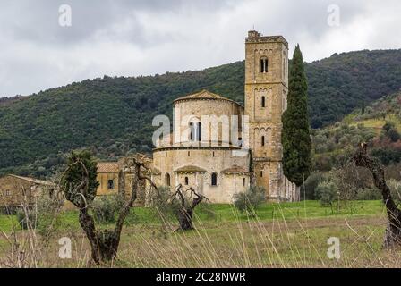 Abbazia di Sant Antimo, Italia Foto Stock