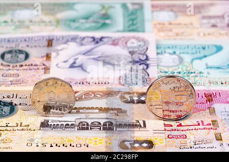 Monete dagli Emirati Arabi Uniti Foto Stock