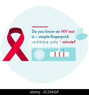 Concetto di test HIV. Nastro rosso. Giornata mondiale dell'AIDS. Illustrazione Vettoriale