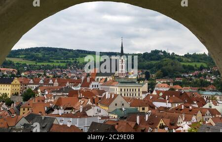 Vista di Cesky Krumlov, repubblica Ceca Foto Stock